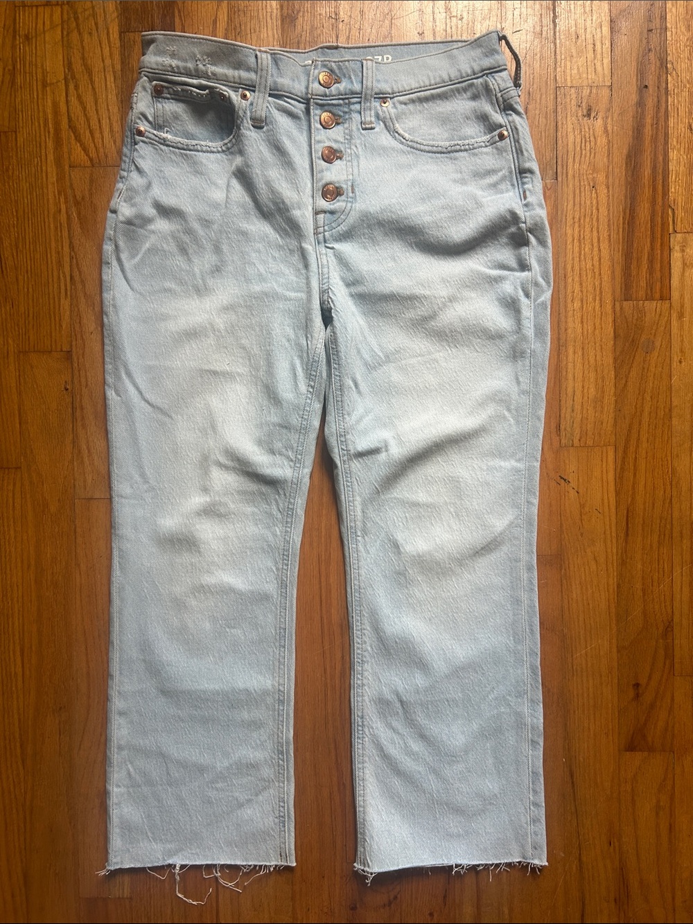 J. Crew Light Blue Cropped Straight Jeans with Button-Fly